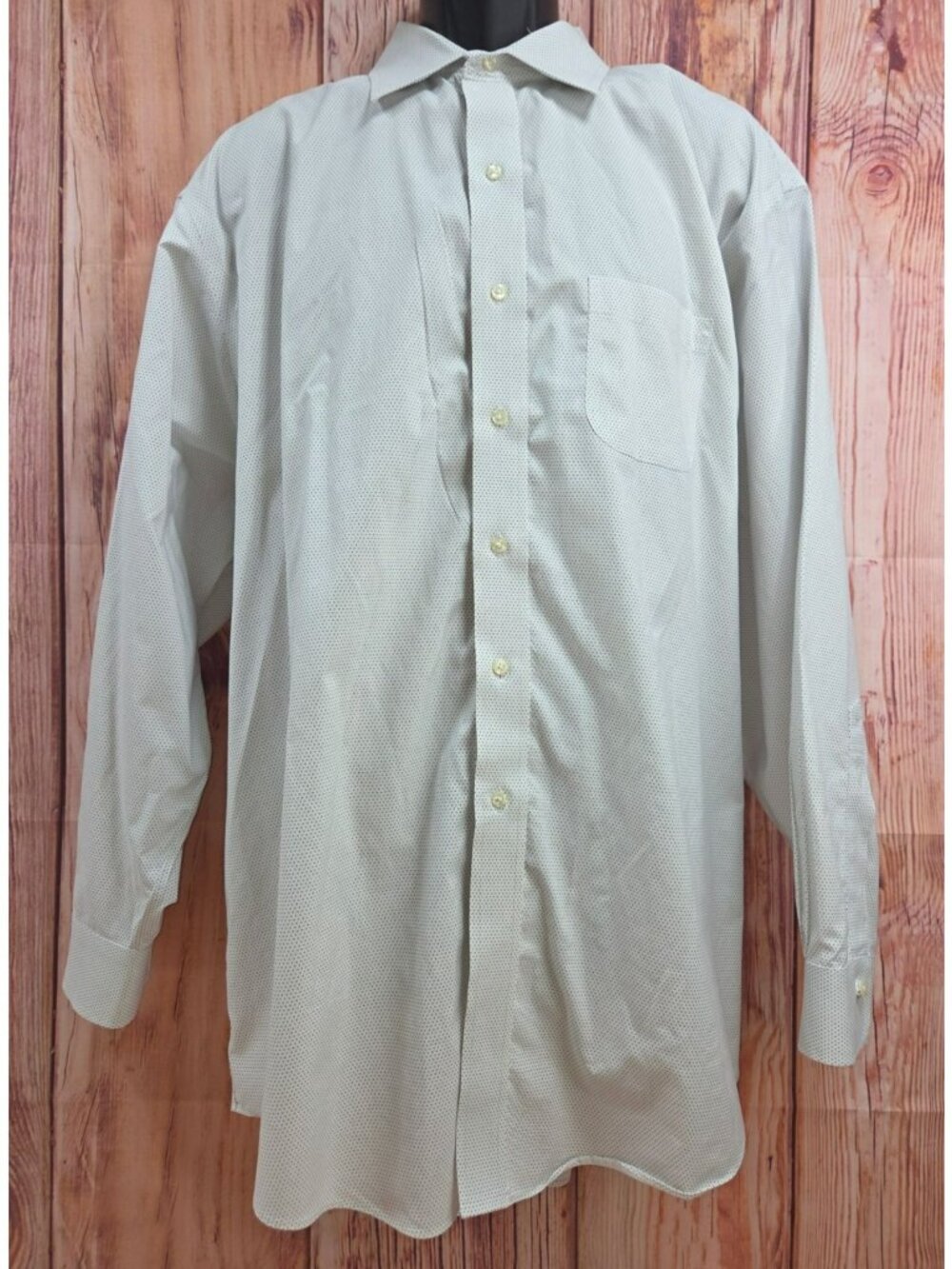 Brooks Brothers Madison Fit White Dress Shirt 18-35 Non-Iron Stretch Polka Dot